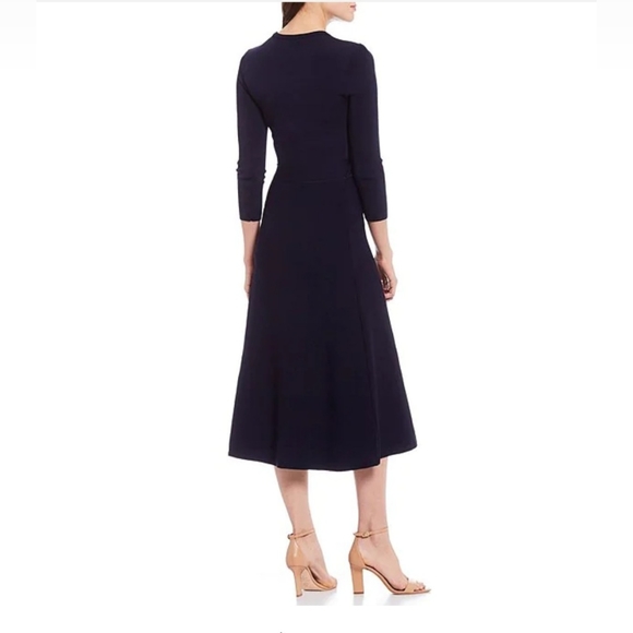 🍀❤️ NWT-Eliza J-Blue Sweater Knit-Button Front Flared Dress - Picture 5 of 7